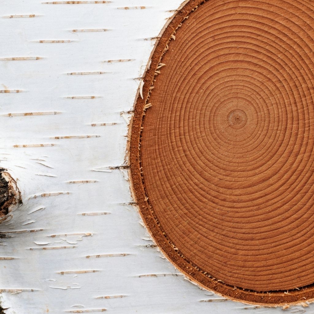 Текстура берёзового спила крупным планом