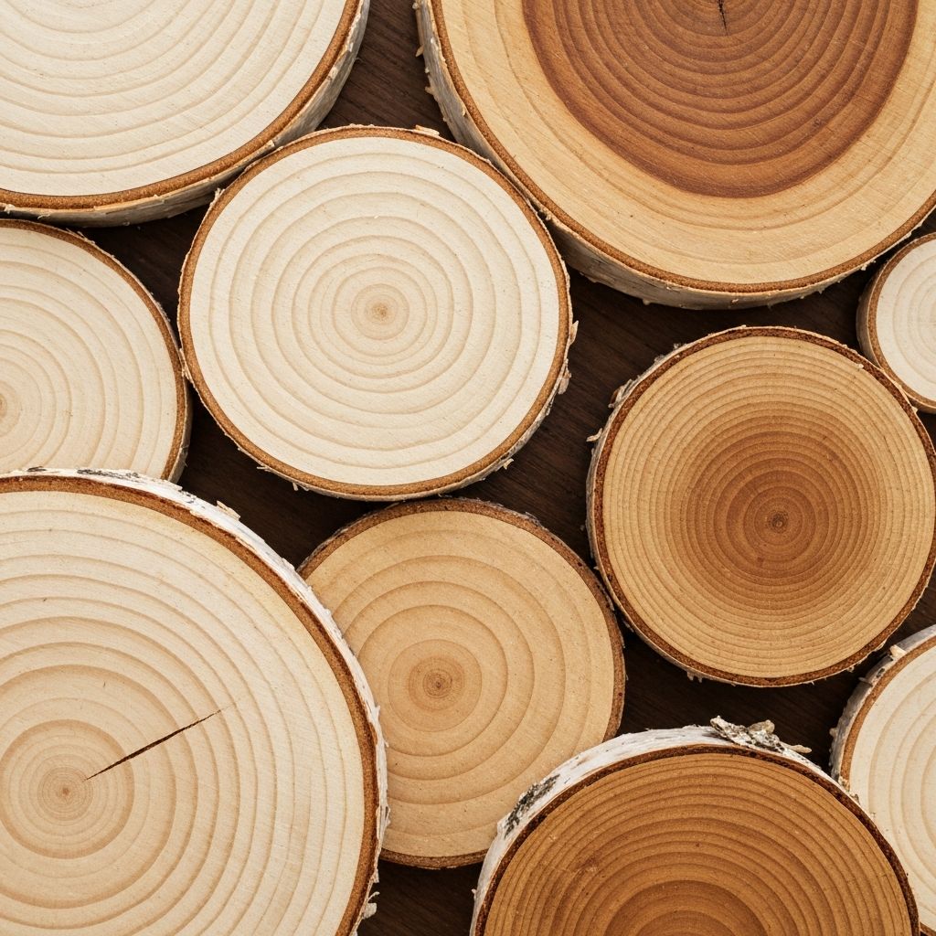 Спилы разных размеров и пород